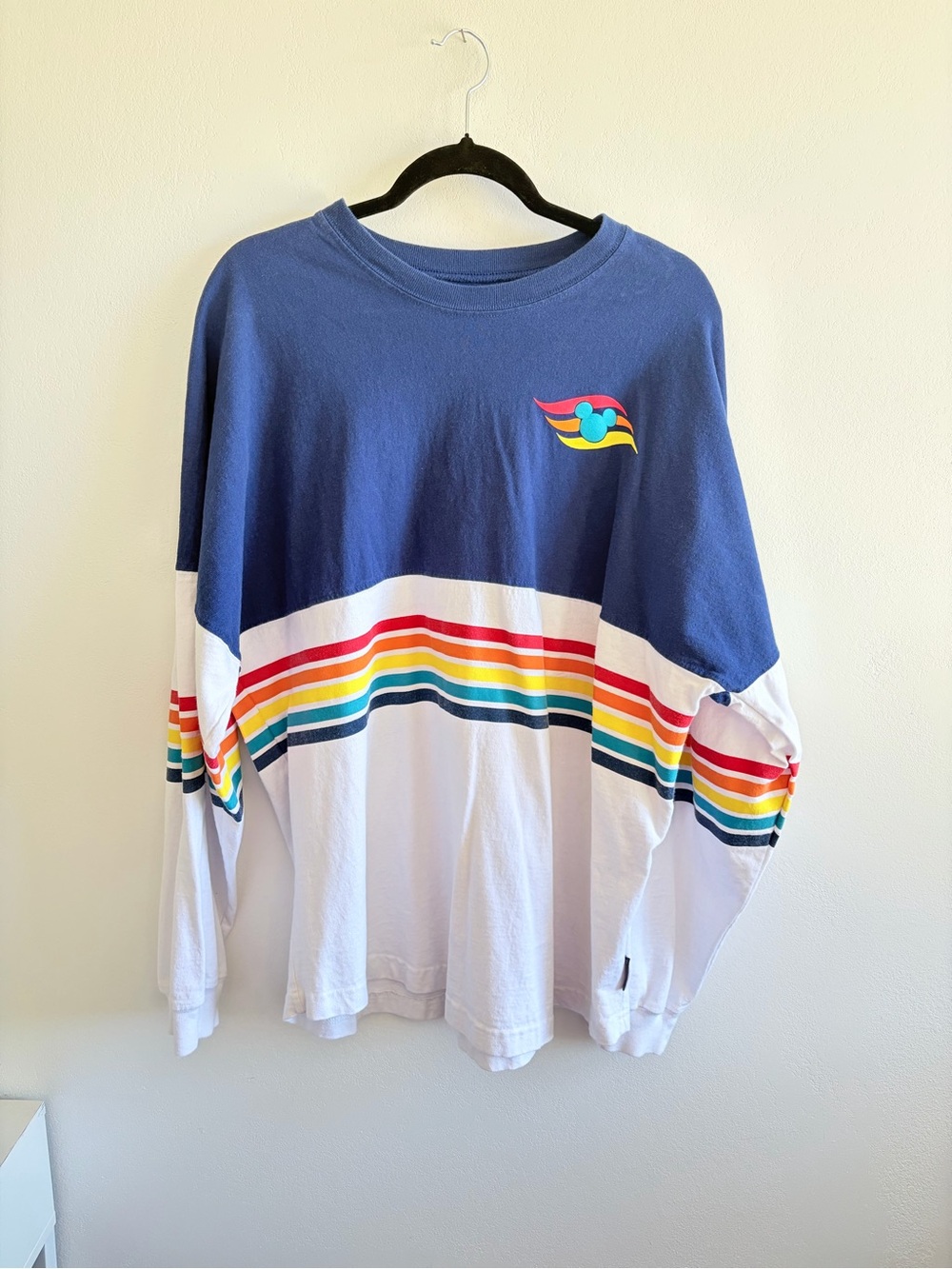 Disney Cruise Line PRIDE Rainbow Stripe Spirit Jersey Nautical Vacation Sz Large